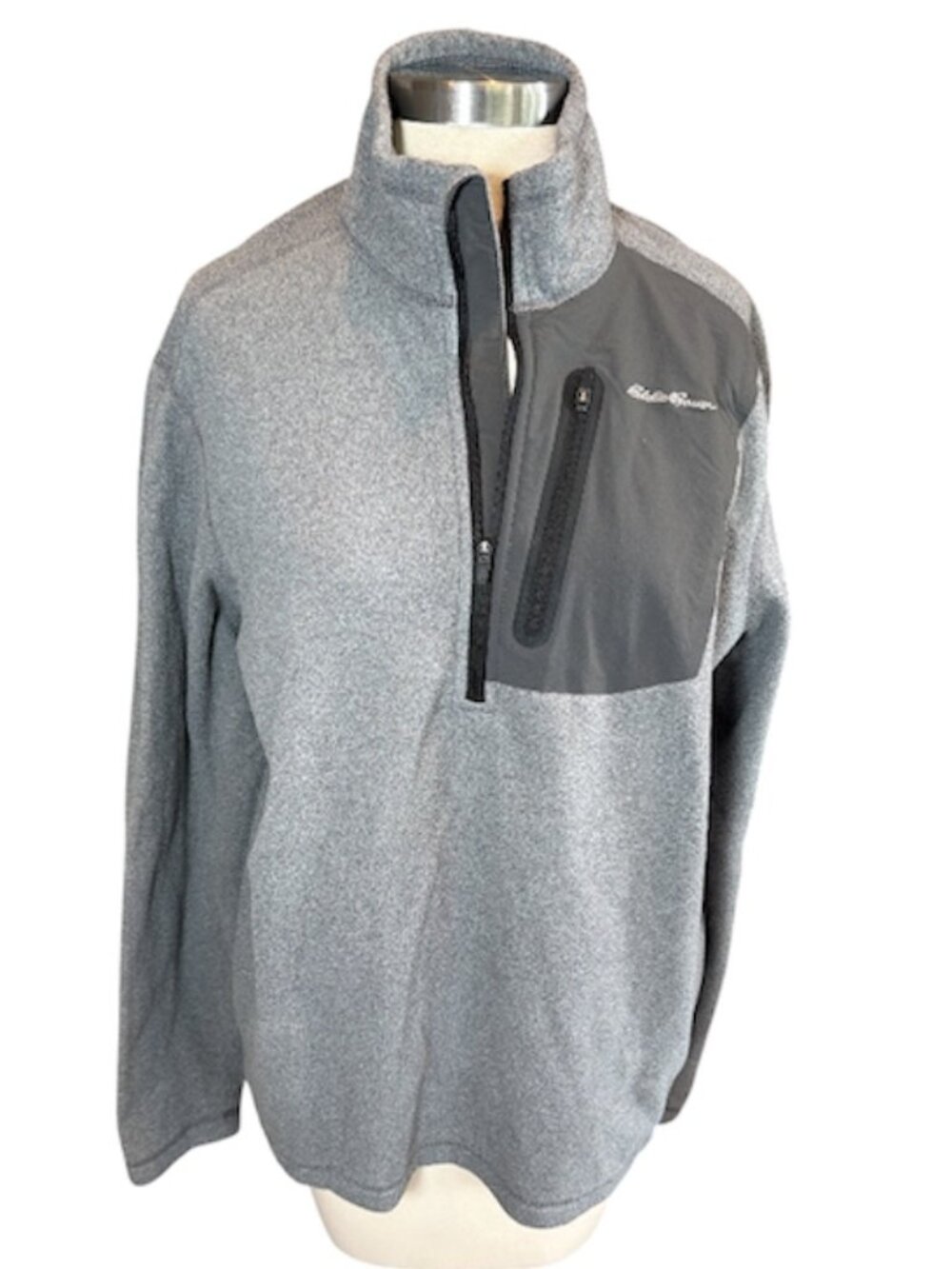 Men's Eddie Bauer Insect Sheild Gray Quarter Zip Fleece Pullover